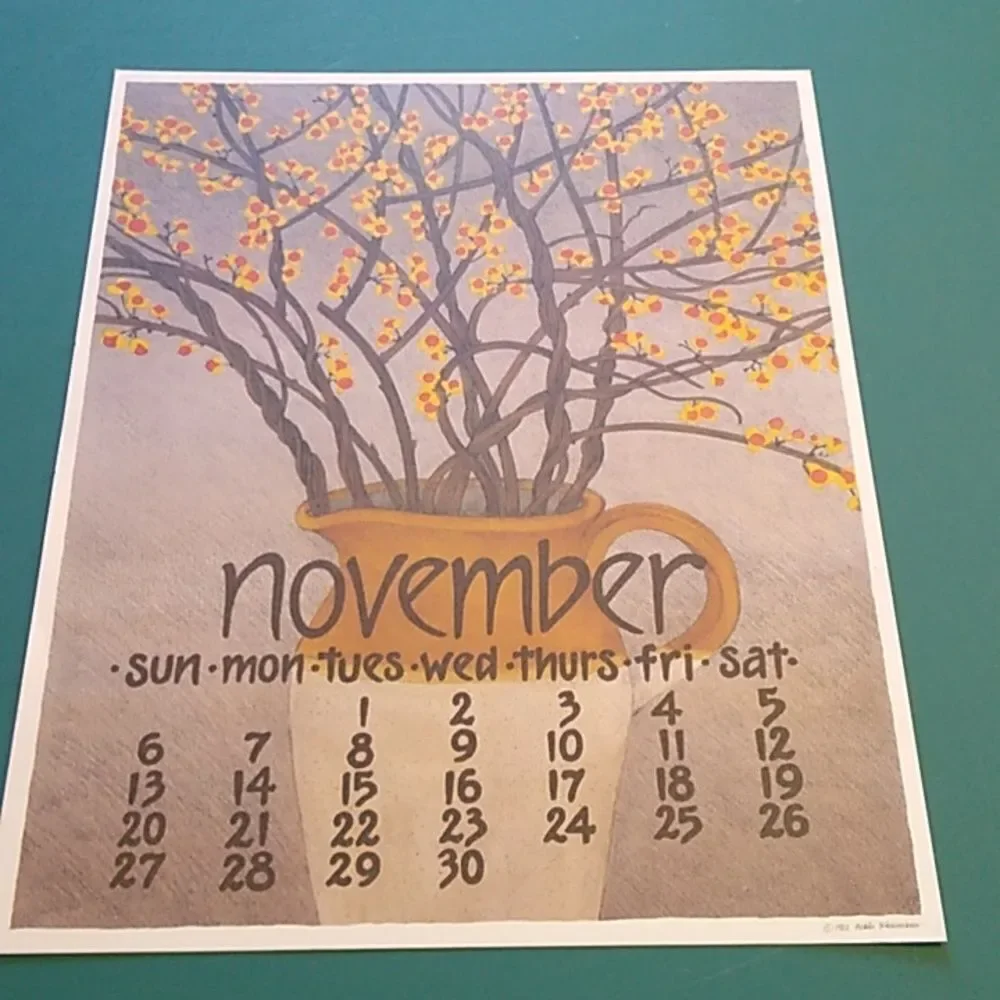 Vintage 1985 Nikki Schumann Poster Calendars in Plastic Frame Cottagecore